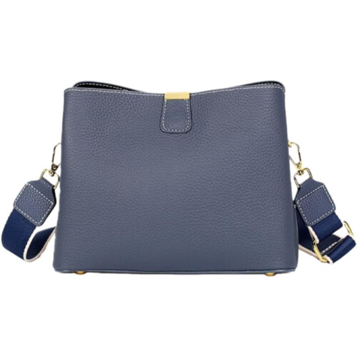 (Navy Blue, -) Δερμάτινο λίτσι, χρυσό hardware - Premium pebbled leather