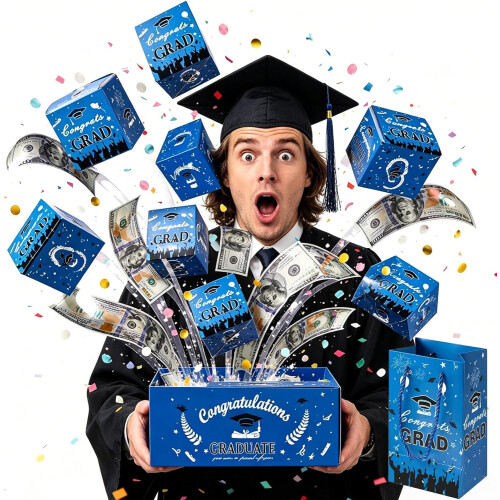 (Blue, 18pcs) Κουτί δώρου έκπληξη αποφοίτησης 2026, για μετρητά