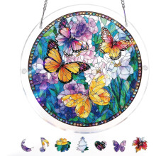 (C, 7.4in) Suncatcher puzzle acrilico, 83 pezzi finestra fai da te regalo