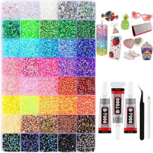 (40 colors / 32,000 pieces, -) 30.000 Teile Kunstharz Strasssteine Set, 3mm bunt, mit Kleber
