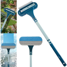 (Blue, 1pcs) 2-in-1 raamhor reinigingsborstel met trekker, afneembaar voor mesh en glas