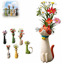 (Orange, -) Vaso de Gato Excêntrico Artesanal, Para Pequenas Flores