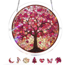 (D, 7.4in) Suncatcher puzzle acrilico, 83 pezzi finestra fai da te regalo