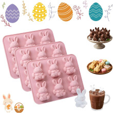 (3PCS, -) 6-Kavität 3D Osterhase Silikonform, für Schokolade & Eiswürfel