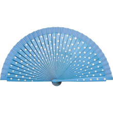 (Blue, -) Ventaglio pieghevole spagnolo elegante donna, flamenco a pois