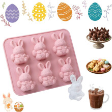 (1PC, -) 6-Kavität 3D Osterhase Silikonform, für Schokolade & Eiswürfel