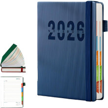 (Dark Blue, -) Pianificatore giornaliero 2026, una pagina al giorno, agenda settimanale