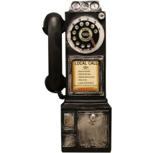 (Black, -) Vintage draaischijf telefoon wanddecor - retro hars craft voor thuis cafe bar