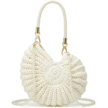 (#C, -) Gehaakte schelp tas, stralende nautilus schelp handtas, handgeweven strand handtas