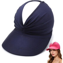 (Navy Blue, color_name) Chapéu Visor Feminino FPS 50+, Aba Larga Dobrável para Praia e Golfe