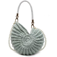 (#a, -) Gehaakte schelp tas, stralende nautilus schelp handtas, handgeweven strand handtas