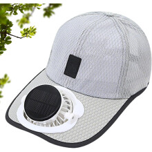 (Light Gray, color_name) Zonne-energie oplaadbare piekpet, USB & zonne-energie ademende honkbalpet 3-snelheden