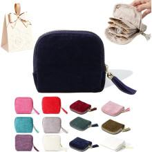 (1PCS, Velvet, Dark Blue, -) Rese Smyckesfodral 2026 - Velvet Organizer med Tofs Dragkedja för Kvinnor