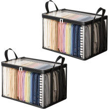 (Black, 2pcs) Grote zware dikke plastic doorzichtige opbergzak voor kleding verhuizen onderbed
