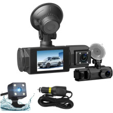 (32G, -) Cámara triple lente 1080p WiFi para coche, frontal interior trasera
