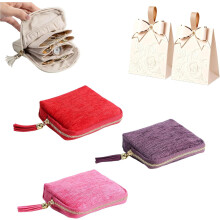 (3PCS, Linen, A, -) Rese Smyckesfodral 2026 - Velvet Organizer med Tofs Dragkedja för Kvinnor