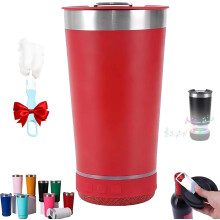 (Red, -) Caneca de Cerveja Bluetooth 2 em 1 com Abridor, Alto-falante em Aço
