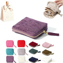 (1PCS, Linen, Purple, -) Rese Smyckesfodral 2026 - Velvet Organizer med Tofs Dragkedja för Kvinnor