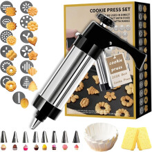 (Black, -) Cookie pers pistool, RVS met 8 spuit tips en 13 schijven voor bakken