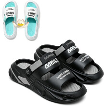 (Black, 8.5 Women/7 Men) Gepolsterte Sandalen mit Griff, rutschfest, leicht für Damen Herren