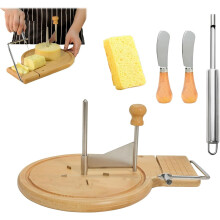 (Upgraded Model, No Cover, -) Cheese Curler Wheel, Multifunctional Girolle Cheese Shaver with Wood Base