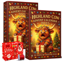 (2PCS, -) Ημερολόγιο Advent αγελάδας Highland 2025, 24 ημέρες