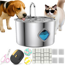 (Machine+4Filter cotton+8Filter element, 3.2L) Hundetrinkbrunnen, 3,2L mit 304 Edelstahl, leise Pumpe