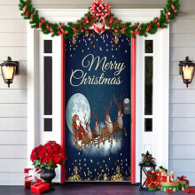 (Christmas 1（35.83”x79.92”）, -) Decoração de Porta Natal e Halloween 2025, Capa Esticável