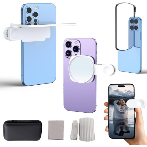 (2PCS White A+B, -) Objectif miroir pour smartphone, reflets