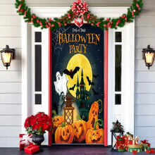 (Halloween 9（35.83”x79.92”）, -) Decoração de Porta Natal e Halloween 2025, Capa Esticável