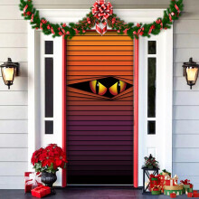 (Halloween 10（35.83”x79.92”）, -) Decoração de Porta Natal e Halloween 2025, Capa Esticável