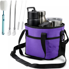 (Purple, -) Borsa portabevande 4 scomparti famiglia, tote isolata mani libere per mamme