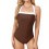 Ergonomic Swimsuit Rapid Drying Single Piece-Brown and white L 1