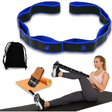 (Black & Blue, 8 Grids) Fitness weerstandsband voor stretching, multifunctionele genummerde spankabel