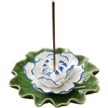 (Blue Lin Green, -) Handgefertigter Keramik Räuchergefäß, 9cm Blattbasis für Yoga