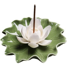(White Snowy, -) Handgefertigter Keramik Räuchergefäß, 9cm Blattbasis für Yoga