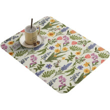 (Style e15.74*19.68, -) Alfombrilla seca platos floral diatomita, rápida absorción para encimera