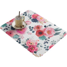(Style d15.74*19.68, -) Alfombrilla seca platos floral diatomita, rápida absorción para encimera