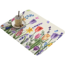 (Style c15.74*19.68, -) Alfombrilla seca platos floral diatomita, rápida absorción para encimera