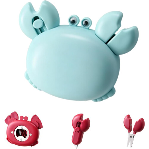 (Blue*1pcs, -) Ανοιχτήρι μπουκαλιών κάβουρας 4 σε 1, μαγνητικό ψυγείου, ψαλίδι