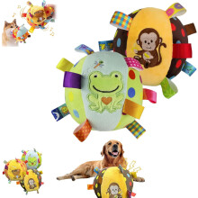 (Monkey+Frog, -) Giocattolo cane colorato che squittisce, palla 15 cm con campanella e squeaker