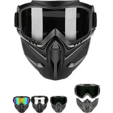 (Grey, color_name) Máscara Facial Integral Desmontável, Lente Antiembaçante para Moto e Solda