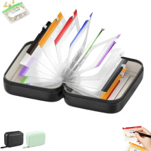 (Black, -) A8 Waterproof Pill Organizer Set, 14 Color-Coded Pouches in Binder Case for Travel