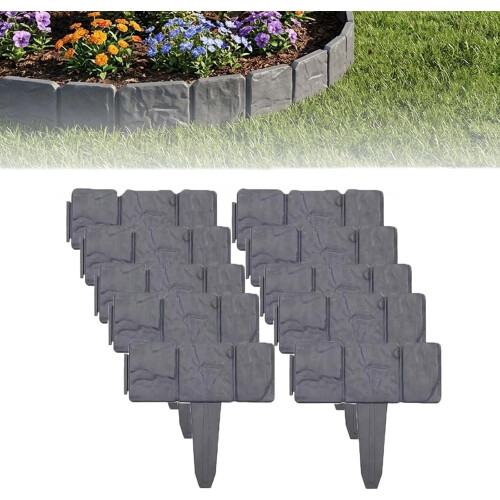(Gray, 30pcs) Φράχτης κήπου μίμηση πέτρας, 2026, interlocking, αντιολισθητικό