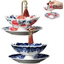 (2pcs mix, -) Umbrella Tea Infuser, Ceramic Blue & White Porcelain Strainer with Base & Tassel