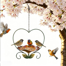 (Orange, -) Hrănitoare Păsări Inimă, Metal Floral, Cadă, Rezistent Rugină, Decor Exterior
