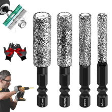(Silver, 6+8+10+12mm) 2-in-1 Sechskantschaft Trockenbohrer, Diamant Kernbohrer für Fliesen