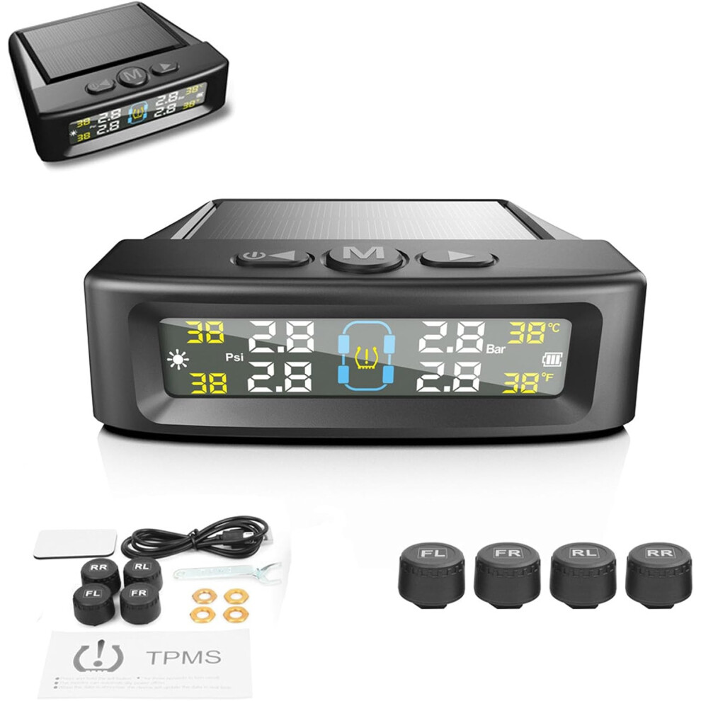 (External Didi Alert, -) Solar Trailer Tire Pressure Monitoring System, Voice Alert Color Lcd For Rv Camper Truck 5437706837619