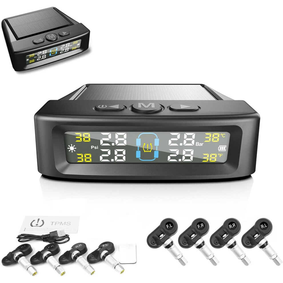 (Internal Didi Alert, -) Solar Trailer Tire Pressure Monitoring System, Voice Alert Color Lcd For Rv Camper Truck 5437706837602