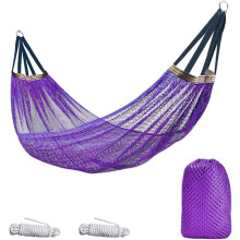 (Purple, -) Hamaca camping mejorada con cuerdas, 260x130cm, soporta 250kg